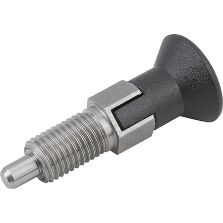Kipp Indexing Plunger Size:1 D1=M10X1, D=5, Form:C W Locking Slot Wout Locknut, Stainless Not Hardened, K0630.213105